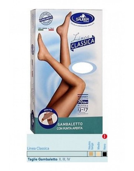 Linea Classica Gambaletto Punta Aperta 140 DEN Maglia Liscia Sauber Beige Taglia 3 - Calza Medicale