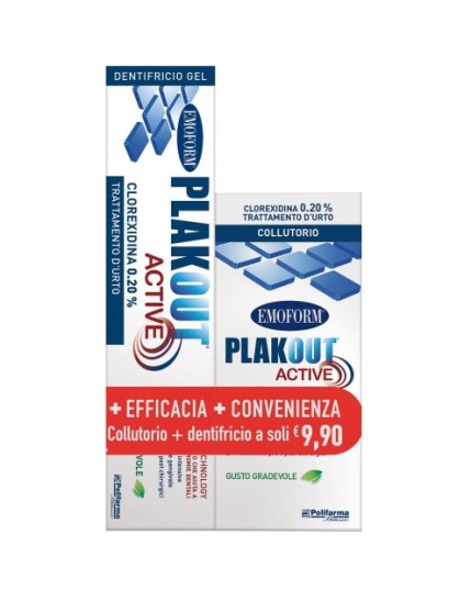 Emoform Plak Out Active Clorexidina 0,20% Collutorio 200 Ml + Dentifricio 75 Ml