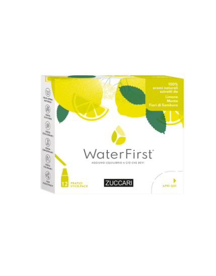 WaterFirst Insaporitore Bevande Gusto Limone, Menta E Fiori Di Sambuco Formato 12 Stick