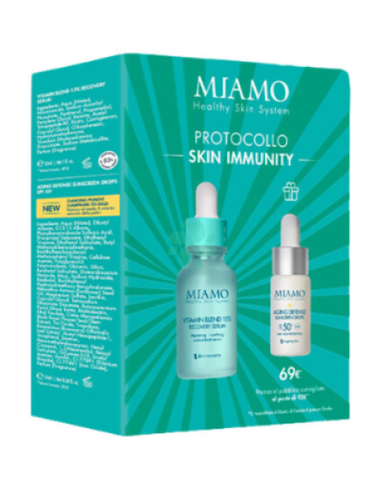 Miamo Protocollo Skin Immunity Cofanetto Vitamin Blend 15% Recovery Serum 30 ml + Aging Defence Sunscreen Drops SPF 50+ 10 ml