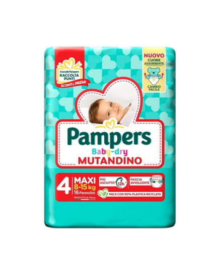 Pampers Baby Dry Mutandina Maxi Taglia 4 (8-15 kg) 16 Pezzi