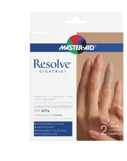 Master-Aid Resolve Cicatrici Cerotto Siliconico Per Dita 2,5 X 30cm 2 Pezzi