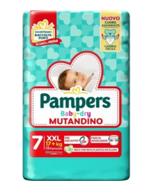 Pampers Baby-Dry Mutandino Taglia 7 (17kg+) XXL 13 Pezzi