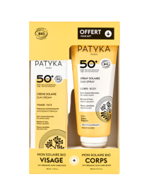 Patyka Cofanetto Solari Spf50+, Crema Solare Viso spf50+ 40 ml + Spray Solare Corpo Spf50+ 100 ml Omaggio
