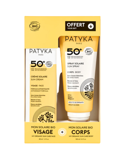 Patyka cofanetto solari spf50+, Crema solare viso spf50+ 40 ml + spray solare corpo spf50+ 100 ml in omaggio
