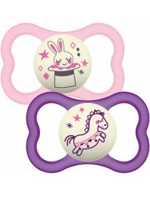 Mam Air Night Succhietto Illuminato in Silicone 16+ Mesi Femmina 2 Pezzi