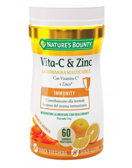Nature's Bounty Vitamina-C & Zinco 60 Gommose Masticabili