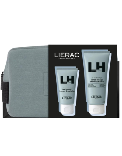 Lierac Homme Cofanetto Regalo Uomo con Gel Idratanti 50ml + Gel Doccia 200ml + Pochette in Regalo