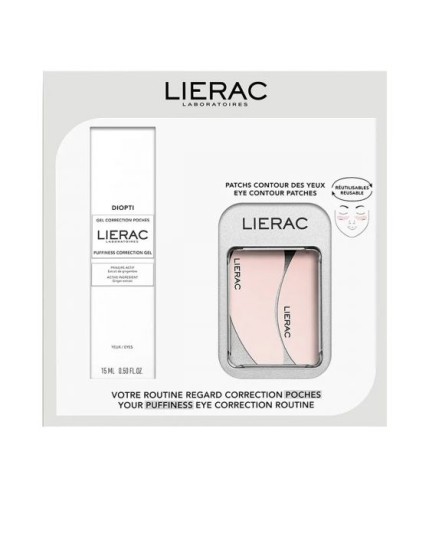 Lierac Diopti cofanetto correzione borse con gel contorno occhi 15ml + 2 patch contorno occhi in silicone