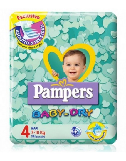 Pampers Baby Dry Taglia 4 Maxi (7-18kg) 19 Pannolini