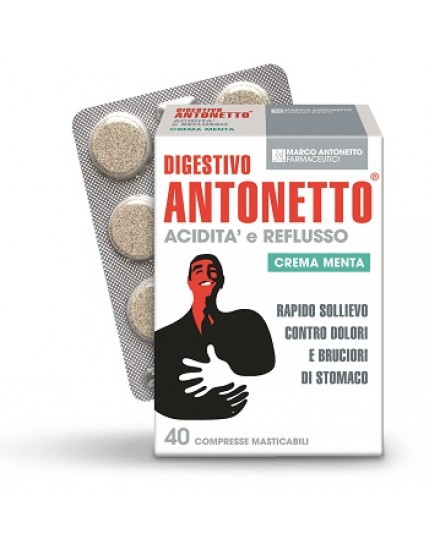 Digestivo Antonetto Acidità e Reflusso Crema Menta 40 Compresse Masticabili
