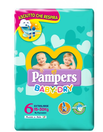Pampers Baby Dry XL Taglia 6 (15-30kg) 14 pezzi
