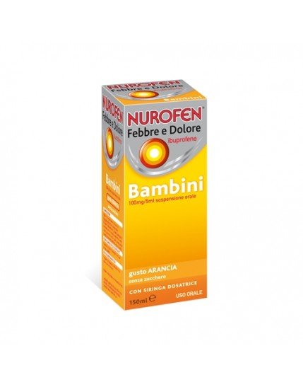 Nurofen Febbre Dolore Bambini 100mg/5ml Sciroppo Gusto Arancia 150ml