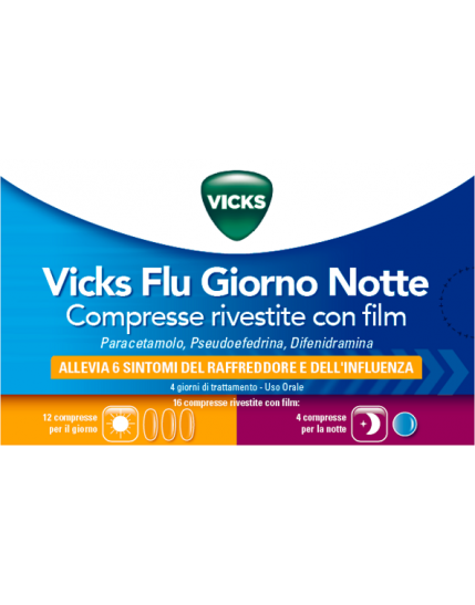 Vicks Flu Giorno Notte 12 Compresse +4 Compresse Notte