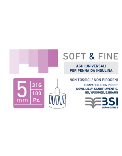 Soft&Fine Ago da Insulina 31g 5mm 100 Pezzi