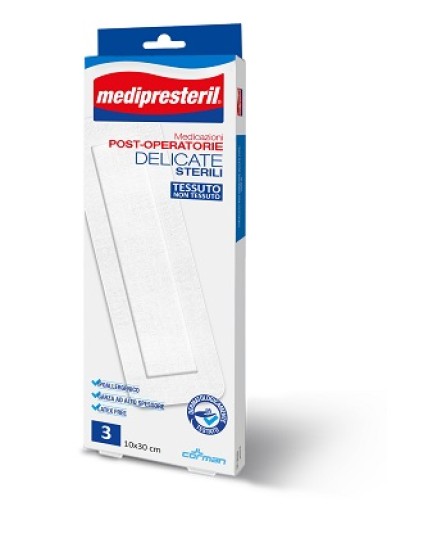 Medipresteril Medicazioni Post-Operatorie Delicate Sterili 10x30cm 3 Pezzi