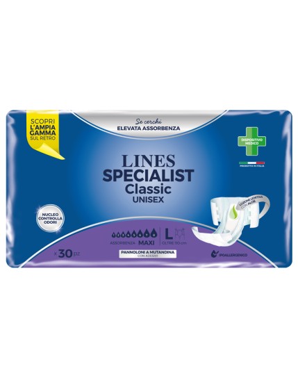 Lines Specialist Classic unisex Maxi Taglia L 30 Pannoloni Mutandina