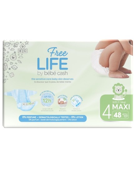 Free Life By Bebè Cash 48 Pannolini (7-18 Kg) Taglia 4