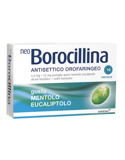 Neo Borocillina Antisettico Orofaringeo 16 Pastiglie Mentolo Eucaliptolo
