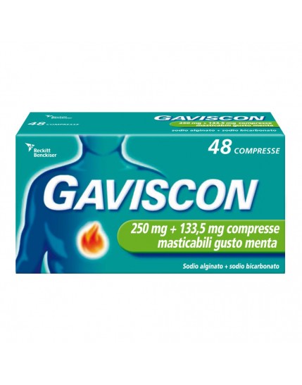 Gaviscon 48 Compresse Menta 250+133,5mg