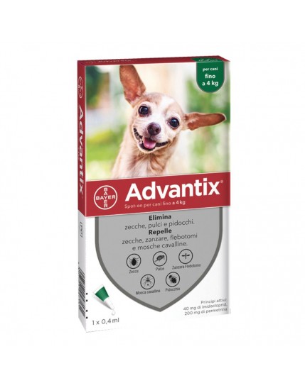 Advantix Spot-On Per Cani fino a 4 Kg 1Pipetta 0,4ml