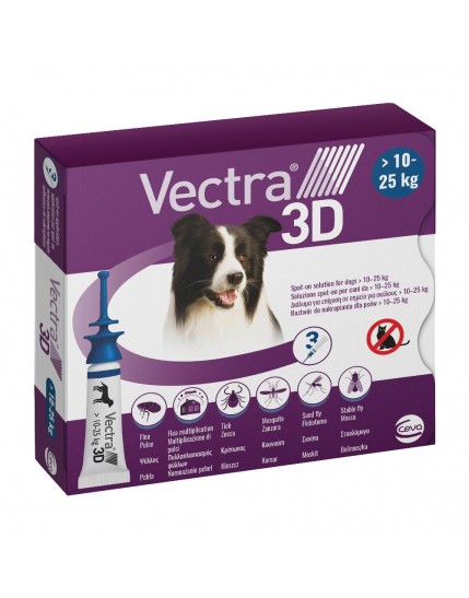 Vectra 3d spot-on Cani da 10 a 25 kg 3 pipette 3,6 ml 