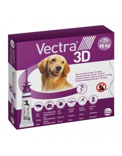Vectra 3D Viola Antiparassitario Cani 25-40 Kg 3 Pipette