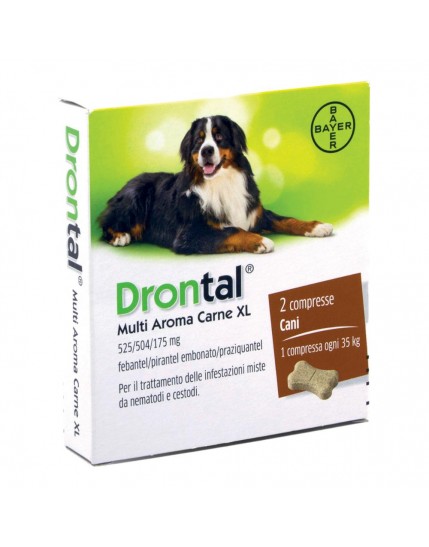 Drontal Multi Aroma Carne 2 compresse per Cani XL fino a 35 Kg