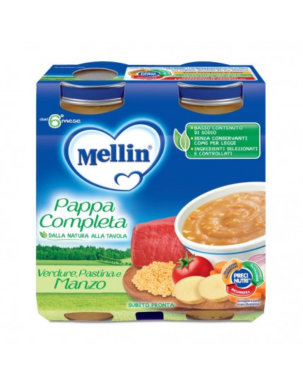 Mellin Pappa Completa Verdura Pastina e Manzo 2x250g