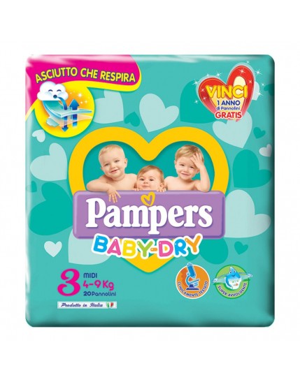 Pampers Baby Dry Taglia 3 (4-9 Kg) 20 Pezzi