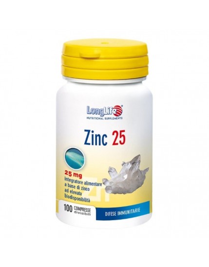 Longlife Zinc 25mg 100 Compresse