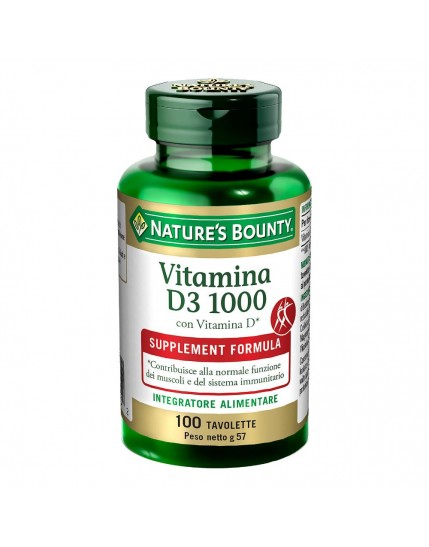 Nature's Bounty Vitamina D3 1000 100 Tavolette