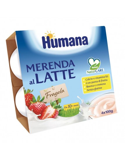 Humana Merenda al Latte Fragola 4x100g