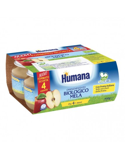 Humana Omogeneizzato Mela Bio 4 Mesi+ 4x100g 