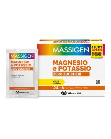 Massigen Magnesio e Potassio Zero Zuccheri 24 Bustine + 6 Bustine