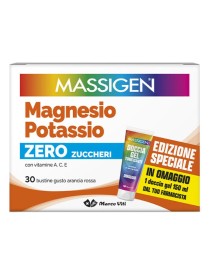 Massigen Magnesio e Potassio Zero Zuccheri 30 bustine con Omaggio Doccia Gel Massigen 150ml