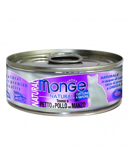 Monge Natural Tonno E Petto Di Pollo Con Manzo Cibo Umido Per Gatti Adulti 80g