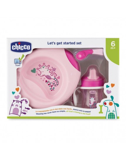 Chicco Set Per La Pappa 12 Mesi+ Piatti Posatine E Tazza rosa