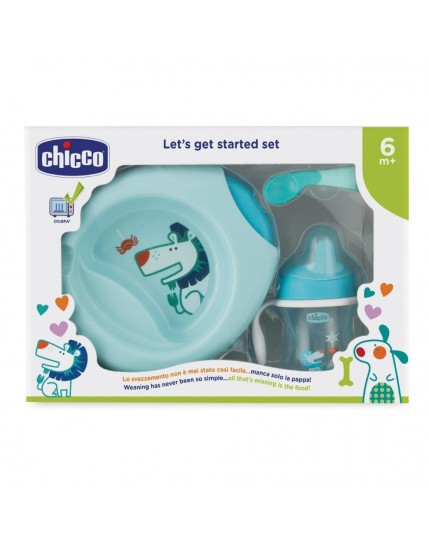 Chicco Set Pappa Azzurro Piatti e Posate 12 mesi