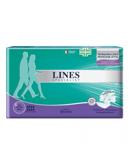 Lines Specialist Alta Protezione 20 Pannoloni a Mutandina Misura grande