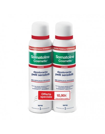 Somatoline Deodorante pelli sensibili Uomo Duo Spray 2x150ml