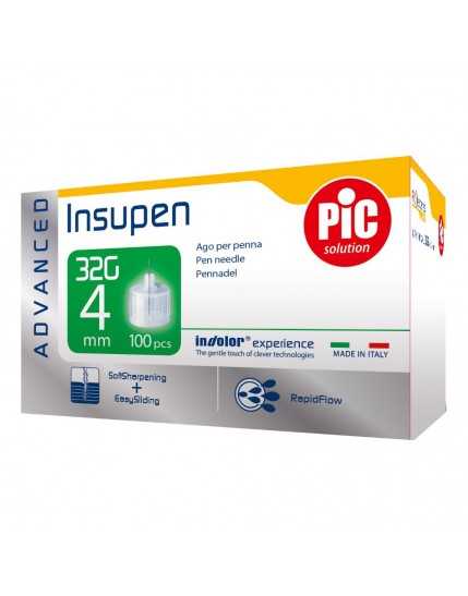 Pic Ago Penna Insulina Insupen Advance Gauge 32x4mm 100 Pezzi