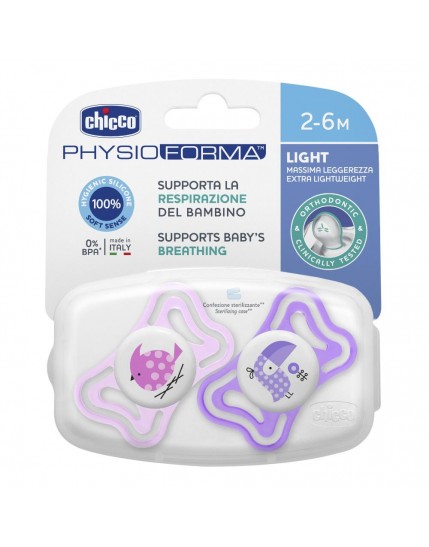 Chicco Succhietto PhysioForma Light Girl Silicone 2-6 Mesi 2 Pezzi