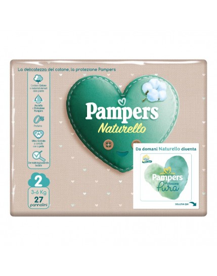 Pampers Naturello Taglia 2 (3-6Kg) 27 Pezzi