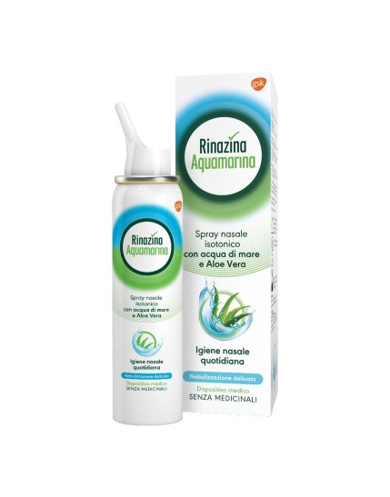 Rinazina Aquamarina Soluzione Isotonica Aloe Spray Nasale Nebulizzazione Delicata 100ml