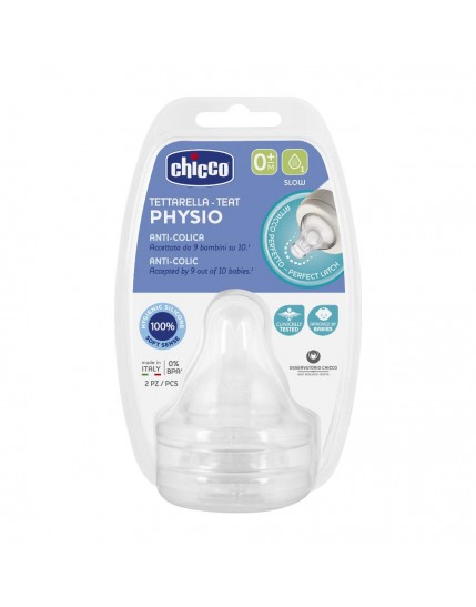 Chicco Tettarella Silicone Perfect5 Flusso Lento 0 mesi+ 1 Foro 2 Pezzi