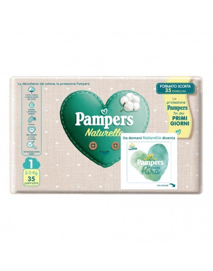 Pampers Naturello Newborn (2-5kg) Taglia 1 35 Pezzi