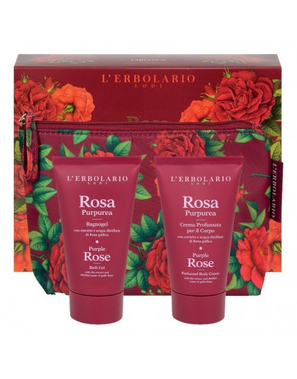 L'Erbolario Rosa Purpurea Favolosa Cofanetto Natale Con Bagnogel e Crema Corpo 2x75 ml