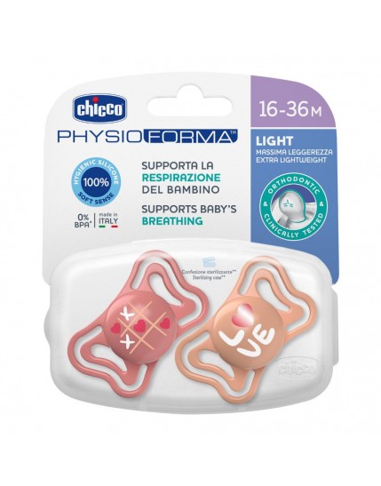 Chicco Physoforma Light Succhietto Silicone Rosa 16-36 Mesi 2 Pezzi