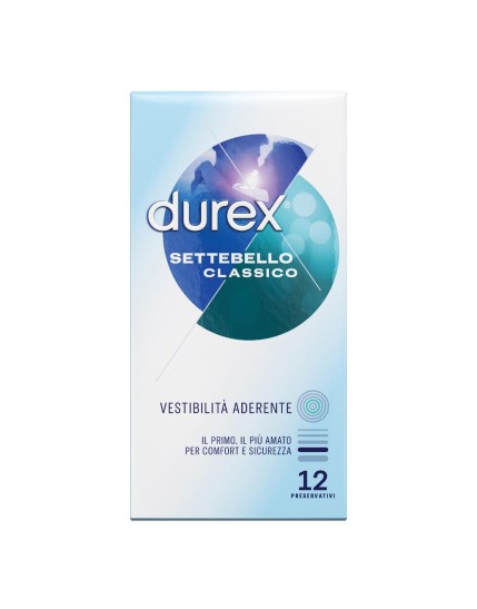 Durex Settebello Classico Profilattico Trasparente Lubrificato 12 Pezzi